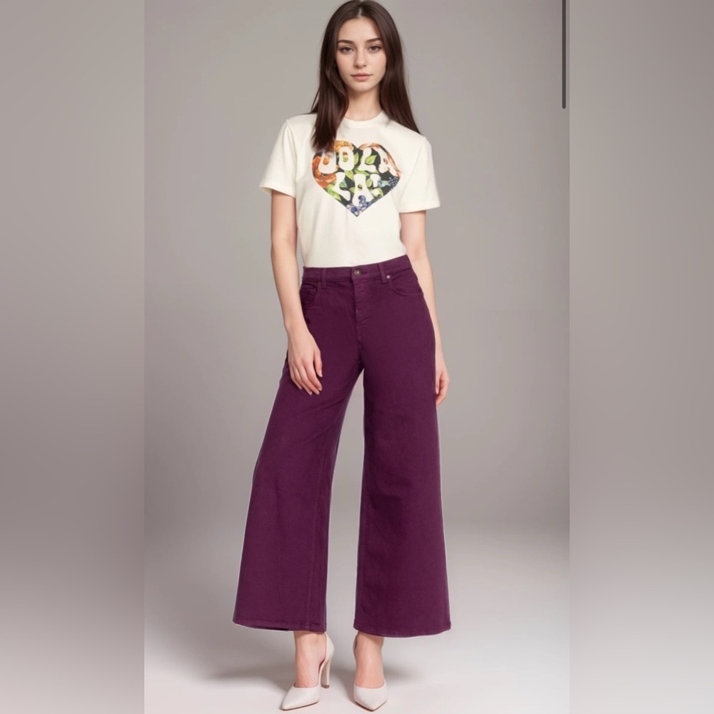 Johnny Was Purple Mademoiselle Wide Leg Jean Size 28 - Picture 3 of 15